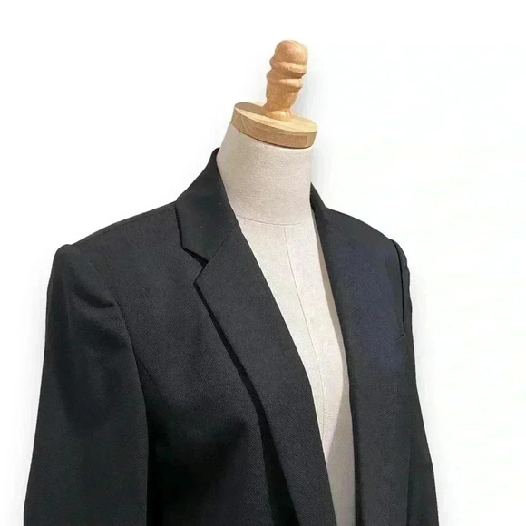 NWT Alexander Wang Virgin Wool Black Open Front Blazer Jacket Leather Trim 8 - Picture 4 of 12